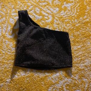 Glittery one shoulder crop top